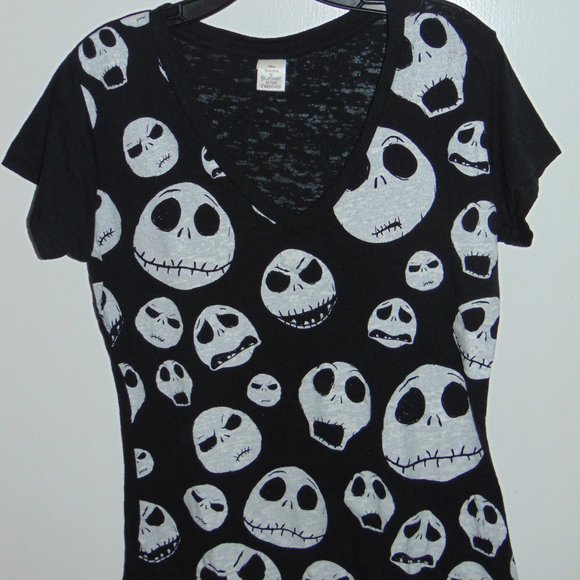 DISNEY Women's Scream & Pout Nightmare Before Christmas JACK Skeleton T-SHIRT L - Picture 2 of 5